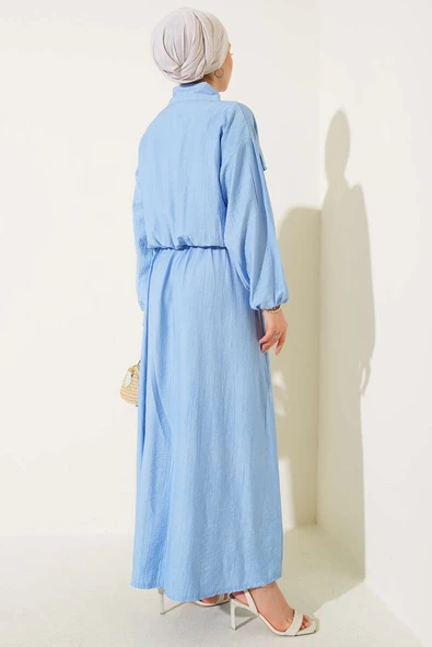 Metal Düğmeli Jile Takım Bebe Mavi - Resim 3