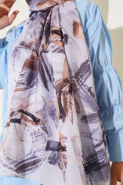 Fırça Desenli Soft Şal Bej - Resim 4