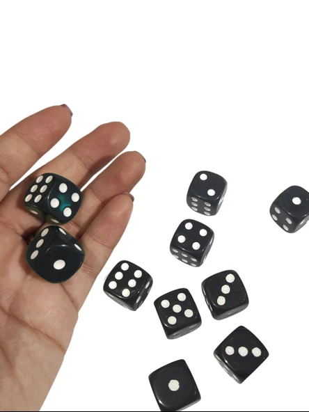 Siyah Okey Zarı Renkli Masa Oyunları Zarı - 2 Adet ürün görseli