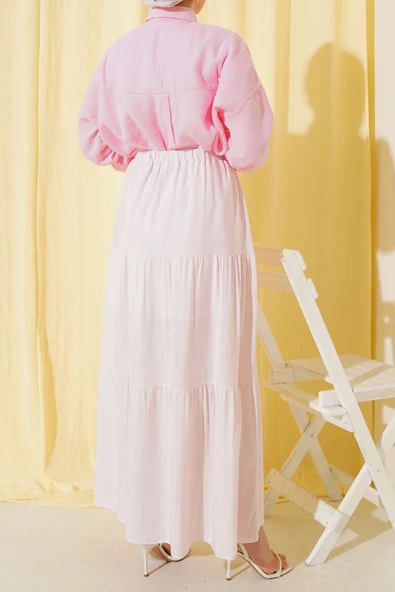 Boncuk İp Detaylı Etek Pembe - Resim 3