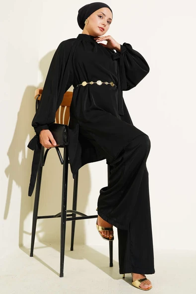 Kolları Bağlamalı İkili Takım Siyah ürün görseli 1