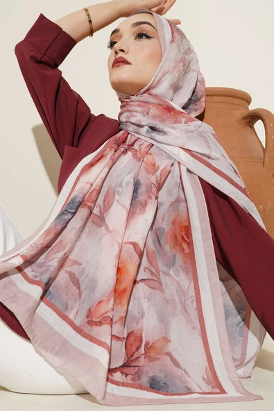 Flower Desen Bambu Kraş Şal Pudra ürün görseli 1