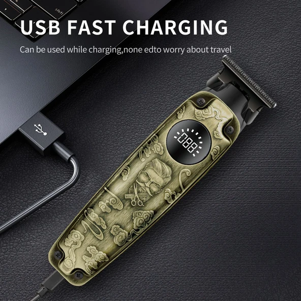 WA-0117 Profesyonel Şarjlı Saç,Sakal,Ense,Vücut Traş Kesme Makinesi / Ergonomik Tasarım, Uzun Pil Ömrü, LED Ekran - 3