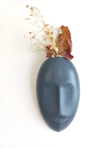 Dekoratif Maske Duvar Vazosu, Duvar Dekoru ,Heykel Duvar Süsü, Antrasit ürün görseli 1