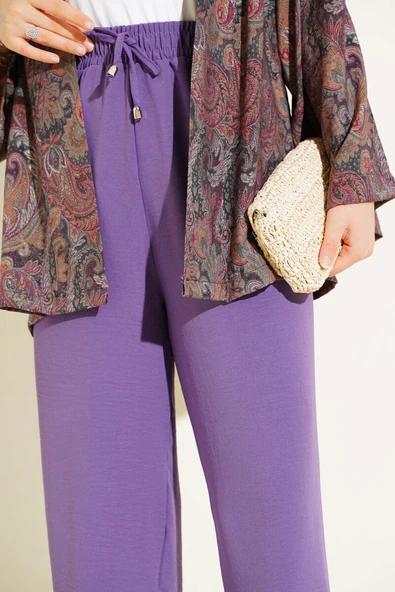 Ayrobin Bol Paça Pantolon Lila - Resim 4