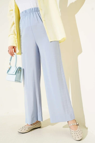 Parlak Görünümlü Kumaş Pantolon Bebe Mavi - Resim 2