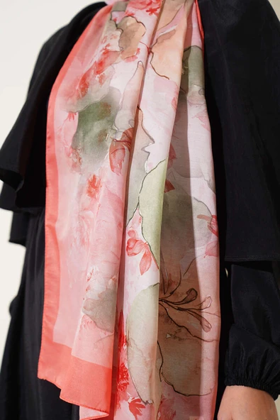 Meri Desenli Soft Şal Oranj - Resim 4