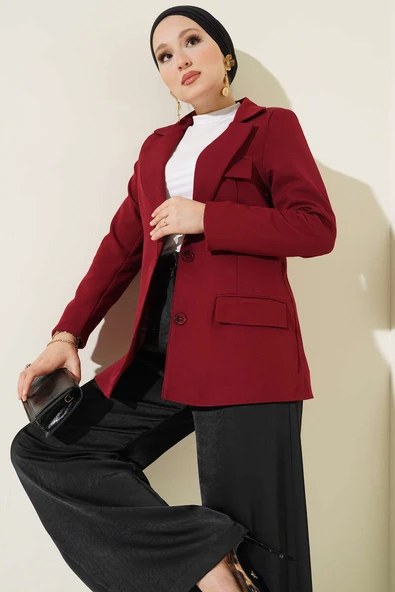 Basic Cepli Ceket Bordo ürün görseli 1