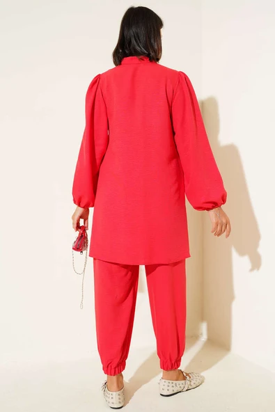 Taş Düğmeli İkili Takım Alizarin - Resim 3