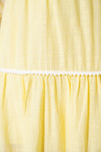 Mini Pon Pon Detaylı Etek Sarı - Resim 4