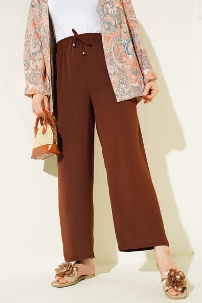 Ayrobin Bol Paça Pantolon Kahve - Resim 2