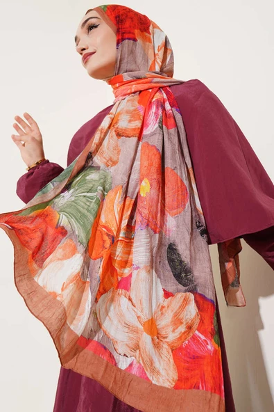 Ebruli Desenli Soft Kraş Şal Taba ürün görseli 1