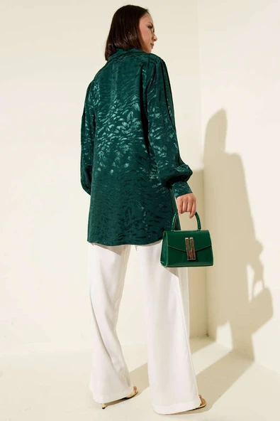 Jakar Desenli Tunik Zümrüt - Resim 3