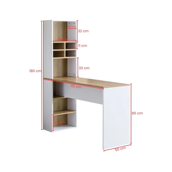Blesk Nova Çok Amaçlı Raflı Bar Masası – Mutfak Adası ve Yemek Masası Olarak Kullanılabilir - Resim 4