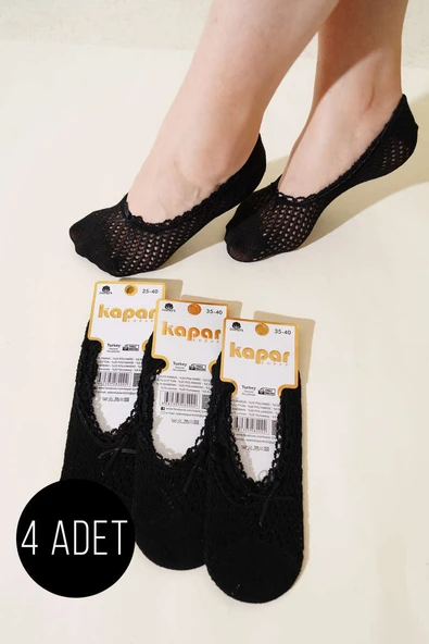 Bayan 4lü File Fiyonklu Çorap Siyah ürün görseli