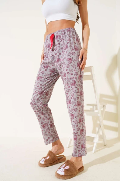 Kalp Motifli Pijama Altı Kayrak Grisi - Resim 2