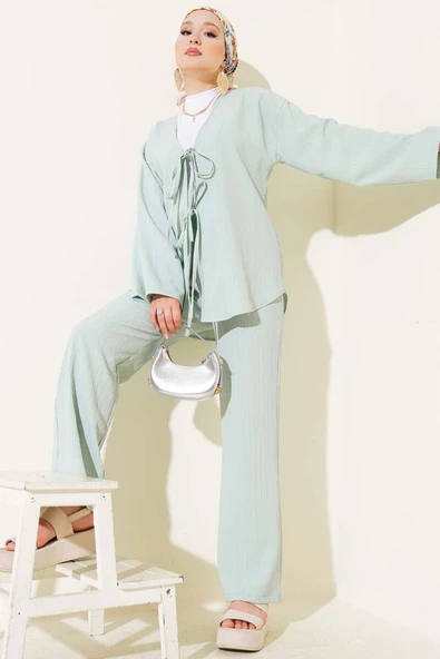 Bürümcük Önü İp Bağcıklı İkili Takım Mint ürün görseli 1