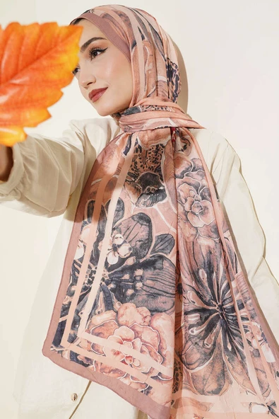 Şerit Geçişli Otantik Desenli Şal Somon ürün görseli 1