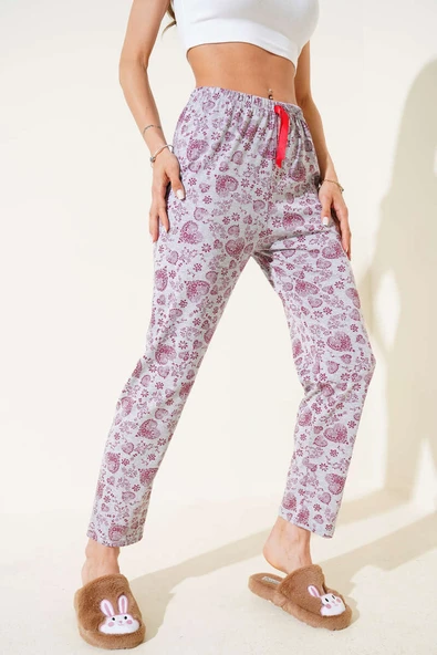 Kalp Motifli Pijama Altı Gri ürün görseli