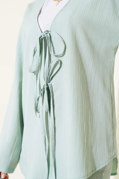 Bürümcük Önü İp Bağcıklı İkili Takım Mint - Resim 4