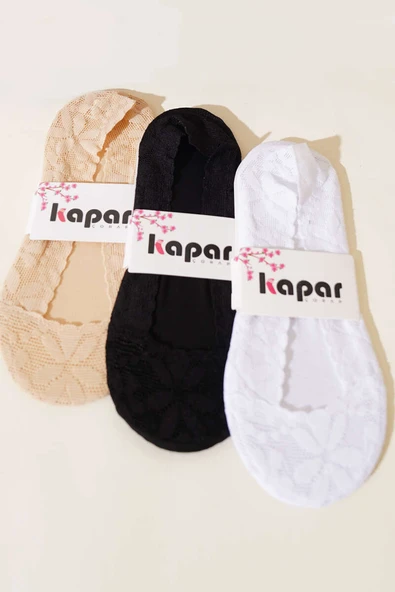 Bayan 4lü Dantelli Babet Çorap Asorti 1 - Resim 2