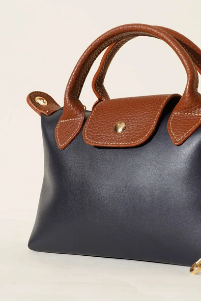 Mıknatıslı Kısa Kulplu Çanta Lacivert - Resim 3