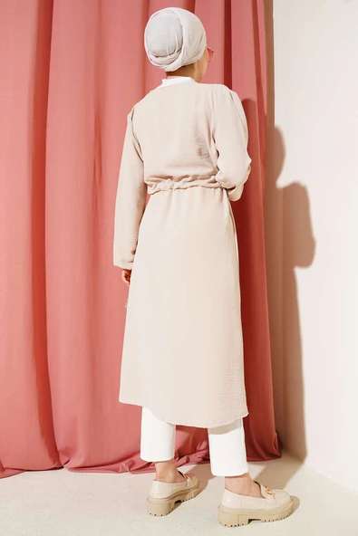 Ayrobin İçten Bağcıklı Hırka Bej - Resim 3