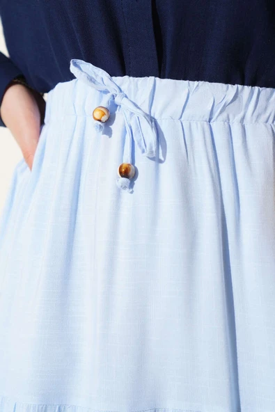 Boncuk İp Detaylı Etek Mavi - Resim 4