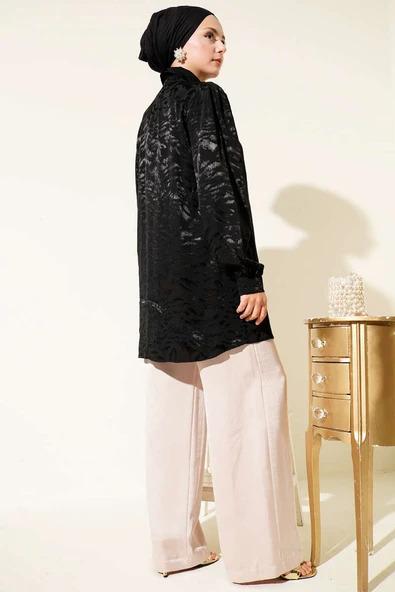 Jakar Desenli Tunik Siyah - Resim 3