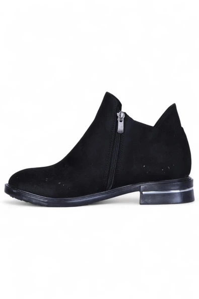 Ayakcenter By16 Süet Siyah Ayışığı Kadın Düz Bot - Resim 3