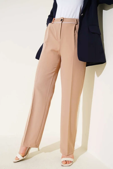 Kemer Biyeli Kumaş Pantolon Latte - Resim 2