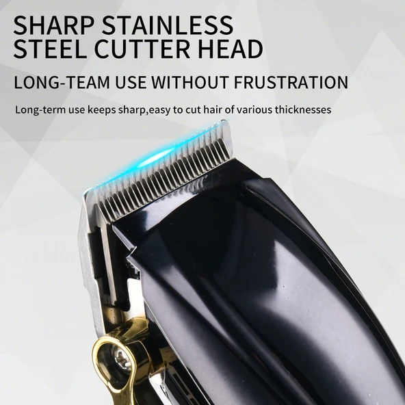 WA-070 Profesyonel Şarjlı Saç,Sakal,Ense,Vücut Traş Kesme Makinesi / Ergonomik Tasarım, Uzun Pil Ömrü, LED Ekran - 4