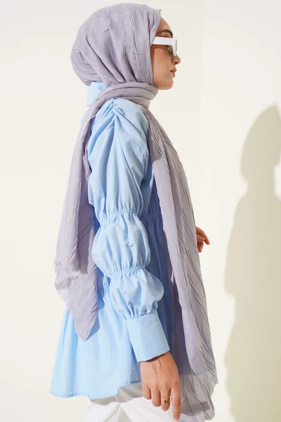 Kırışık Bambu Soft Şal Gri - Resim 3