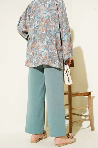 Ayrobin Bol Paça Pantolon Çağla Yeşili - Resim 3