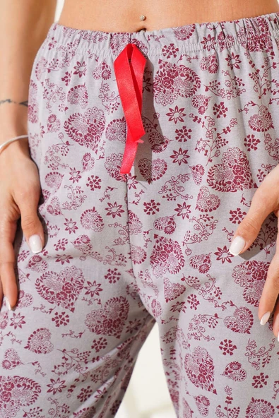 Kalp Motifli Pijama Altı Kayrak Grisi - Resim 4