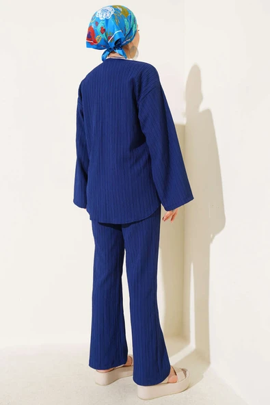 Bürümcük Önü İp Bağcıklı İkili Takım Lacivert - Resim 3