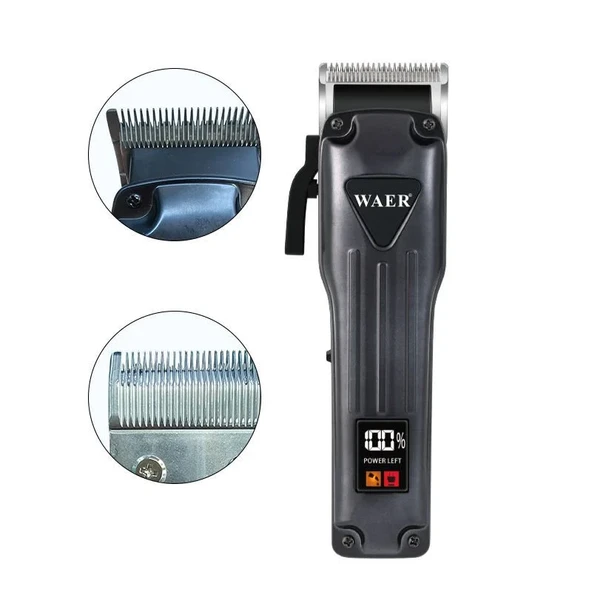 WA-0207 Profesyonel Şarjlı Saç,Sakal,Ense,Vücut Traş Kesme Makinesi / Ergonomik Tasarım, Uzun Pil Ömrü, LED Ekran - 3