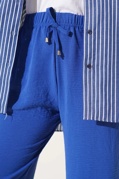 Geniş Paçalı Ayrobin Pantolon İndigo - Resim 4