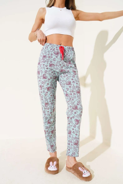 Kalp Motifli Pijama Altı Mint ürün görseli