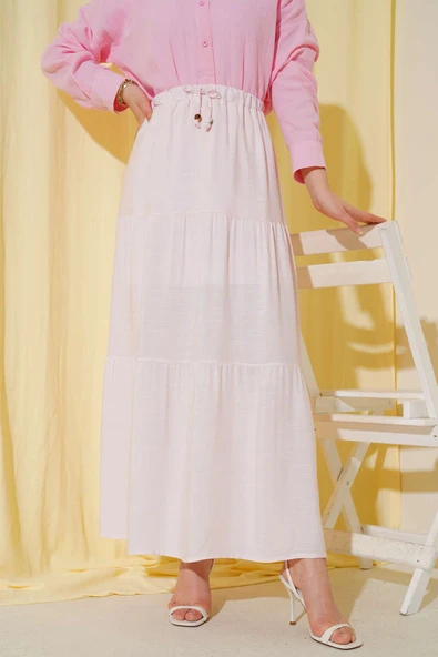 Boncuk İp Detaylı Etek Pembe ürün görseli 1