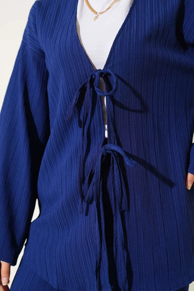 Bürümcük Önü İp Bağcıklı İkili Takım Lacivert - Resim 4