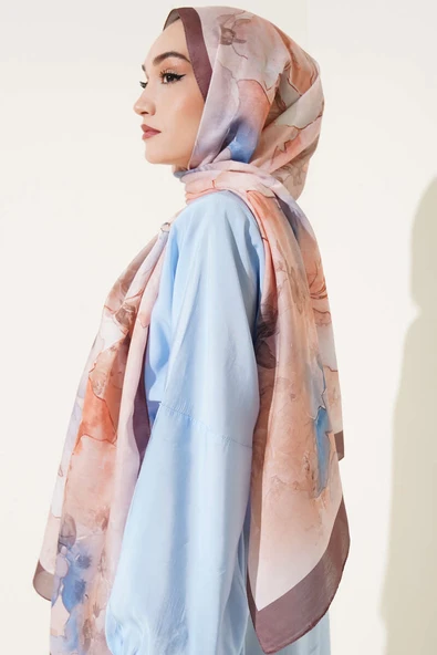 Meri Desenli Soft Şal Kahve - Resim 3