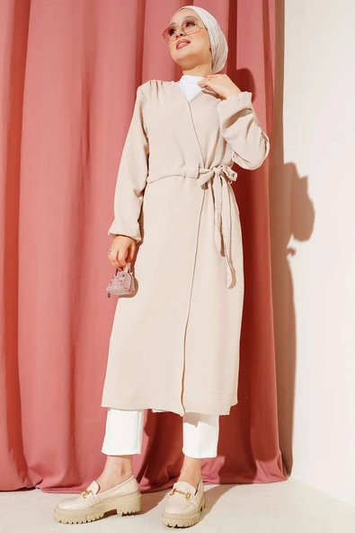 Ayrobin İçten Bağcıklı Hırka Bej - Resim 2