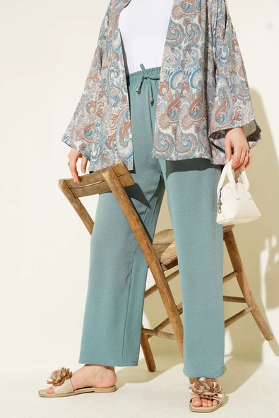 Ayrobin Bol Paça Pantolon Çağla Yeşili ürün görseli 1