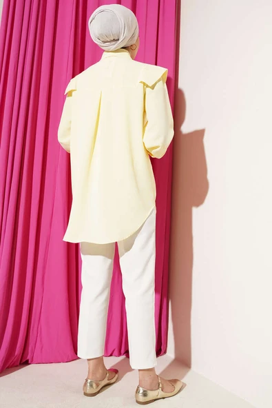 V Detaylı Gömlek Sarı - Resim 3