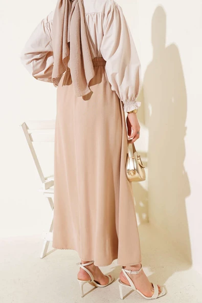 Yandan Cepli Basic Etek Latte - Resim 3