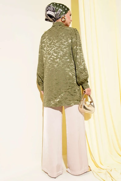 Jakar Desenli Tunik Haki - Resim 3