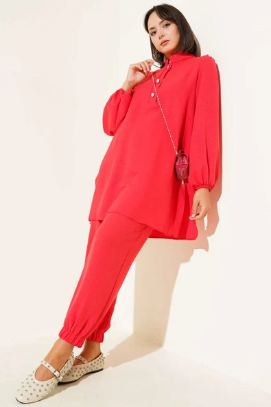 Taş Düğmeli İkili Takım Alizarin ürün görseli 1