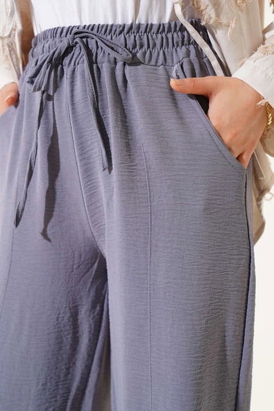 Çımalı Belinden Bağlamalı Pantolon Kaynak Grisi - Resim 4