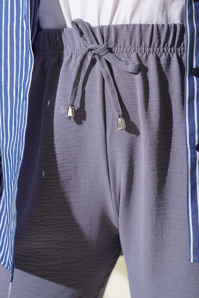 Geniş Paçalı Ayrobin Pantolon Kayrak Grisi - Resim 4